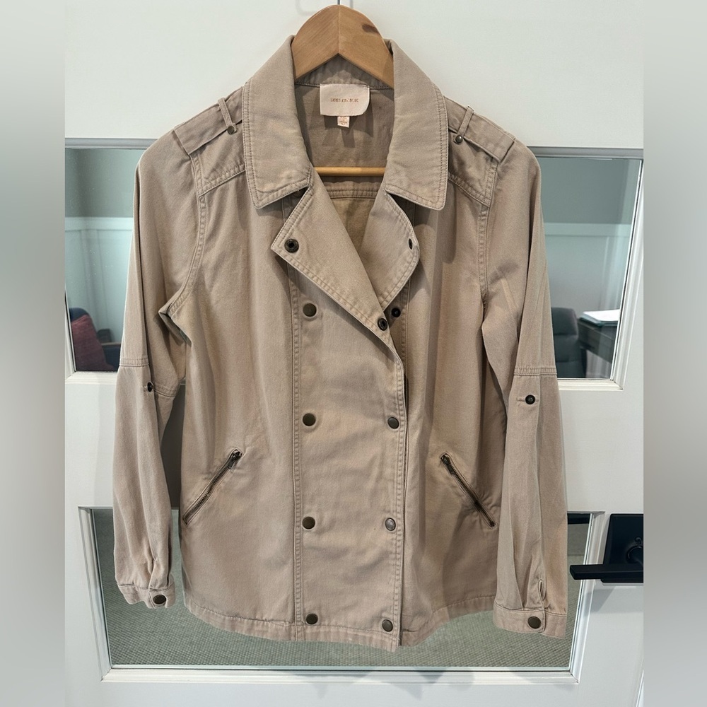 Skies Are Blue Tan Cotton Utility Jacket Size Medium